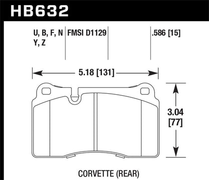 Hawk 09-11 Corvette Z06/09-13 ZR-1 (w/Carbon Ceramic Brakes & Iron Rotor) Rear DTC-70 Brake Pads