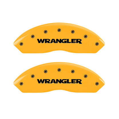 MGP 4 Caliper Covers Engraved Front & Rear Wrangler Yellow Finish Black Char 2003 Jeep Wrangler