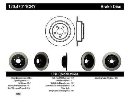 Stoptech 02-05 WRX Rear CRYO-STOP Rotor