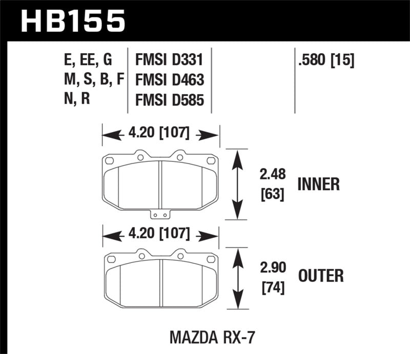 Hawk 93-95 Mazda RX-7 Blue 9012 Front Brake Pads