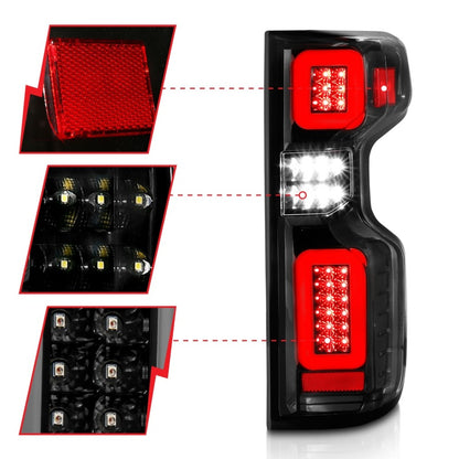 ANZO 19-21 Chevy Silverado Work Truck Full LED Taillights Blk Housing Clear Lens G2 (w/C light Bars)