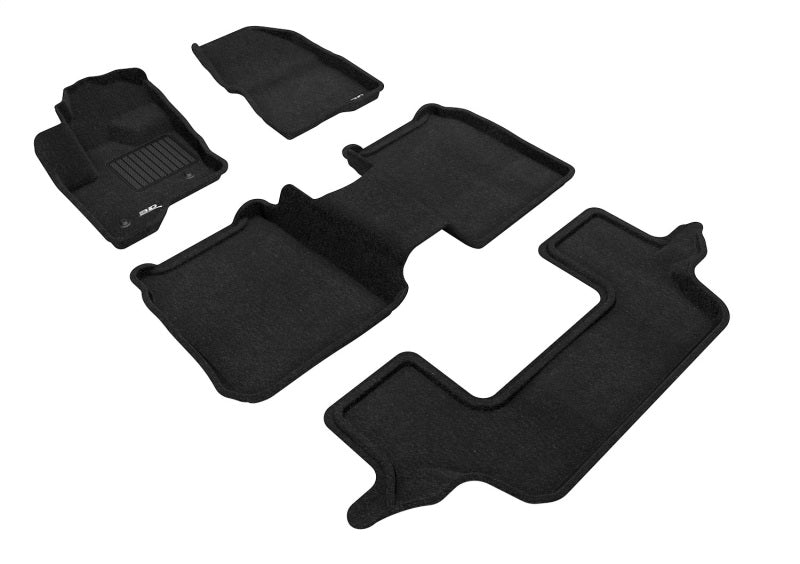3D MAXpider 09-19 Ford Flex w Center Console Elegant 1st 2nd 3rd (2 Eyelets) -Floor Mat Set (Black)