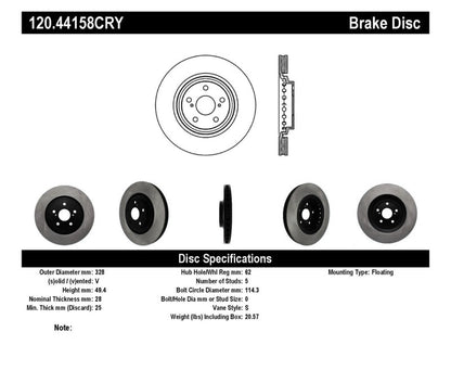 Stoptech 08-18 Toyota Highlander Front Performance Cryo Rotor