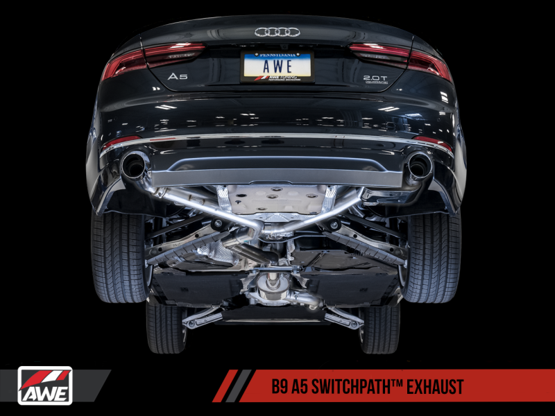 AWE Tuning Audi B9 A5 SwitchPath Exhaust Dual Outlet - Diamond Black Tips (Includes DP and Remote)