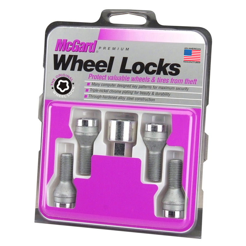 McGard Wheel Lock Bolt Set - 4pk. (Cone Seat) M12X1.5 / 17mm Hex / 31.7mm Shank Length - Chrome