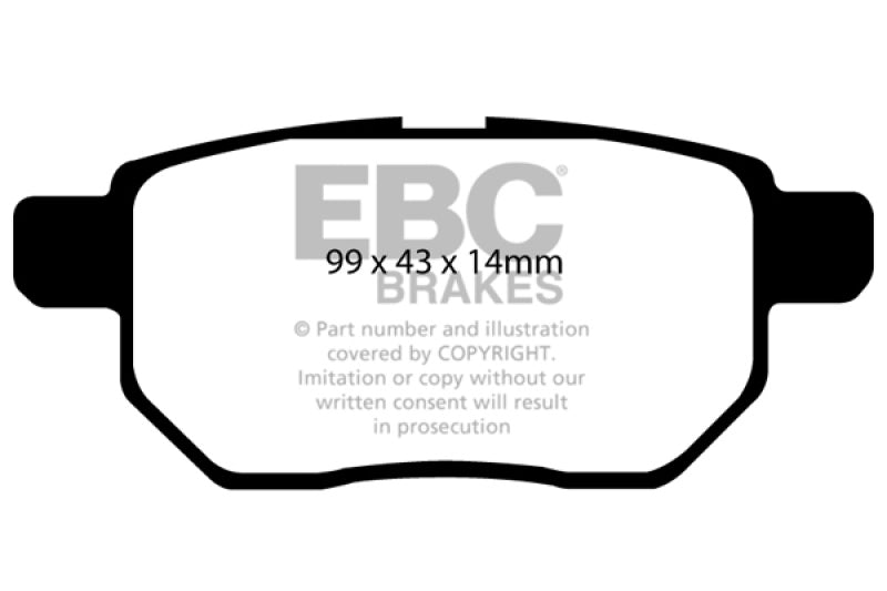 EBC 11+ Lexus CT200h 1.8 Hybrid Ultimax2 Rear Brake Pads