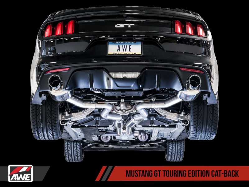 AWE Tuning S550 Mustang GT Cat-Back Exhaust - Touring Edition (Diamond Black Tips)