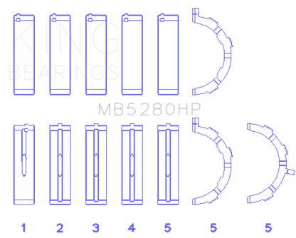 King Engine Bearings Ford Prod. V8 4.6L/5.4L Performance Main Bearing Set - Size +0.026mm