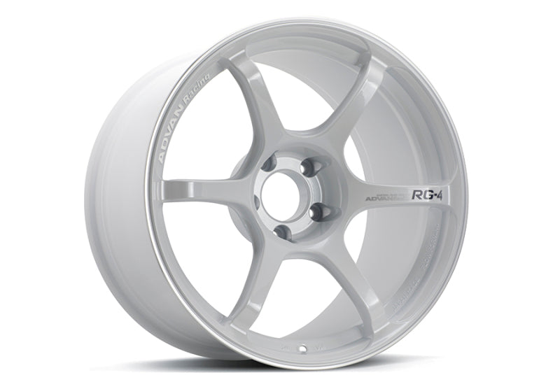 Advan RG-4 18x9 +35 5x114.3 Racing White Metallic and Ring Wheel