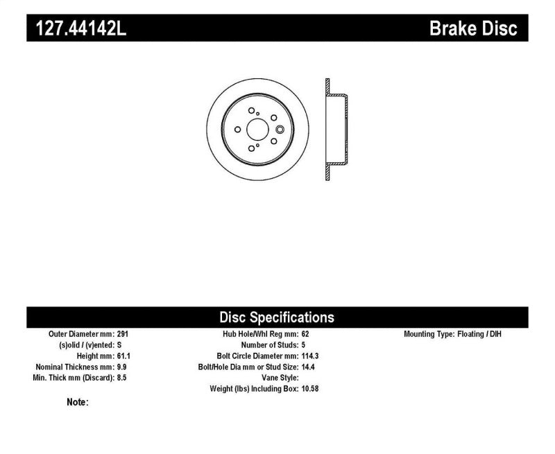 StopTech 06-10 Lexus IS 250/IS 300/IS 350 SportStop Slotted & Drilled Left Rear Rotor