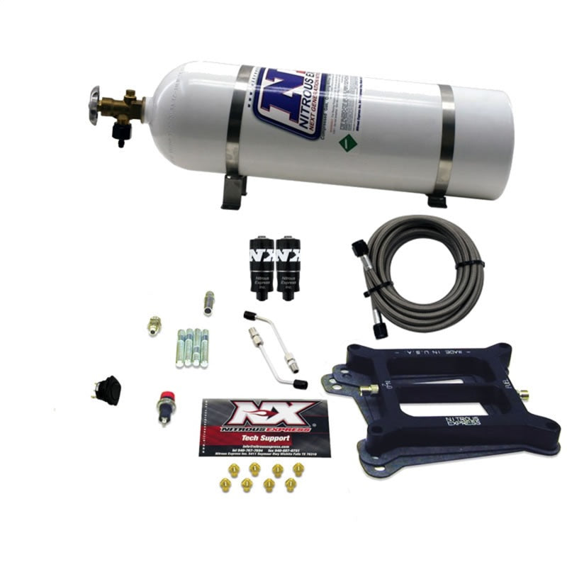 Nitrous Express 4150 Hitman 4-BBL Nitrous Kit (100-200HP) w/15lb Bottle