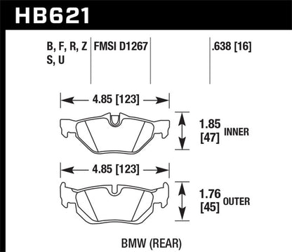 Hawk 08-11 BMW 128i / 10 BMW 323i / 07-11 BMW 328i / 07-11 BMW 328XI Performance Ceramic Street Rear