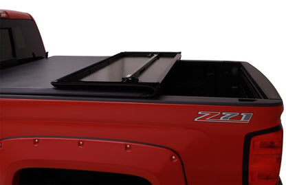 Lund 07-13 Toyota Tundra Fleetside (8ft. Bed) Hard Fold Tonneau Cover - Black