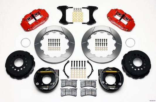 Wilwood Narrow Superlite 4R Rear P-Brk Kit 12.88in Red Chevy 12 Bolt w/ C-Clips