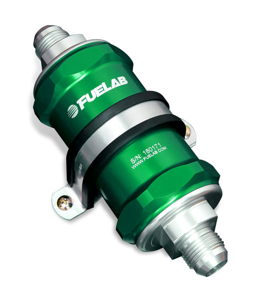 Fuelab 818 In-Line Fuel Filter Standard -6AN In/Out 40 Micron Stainless - Green