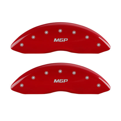 MGP 4 Caliper Covers Engraved Front & Rear No bolts/ST Red finish silver ch