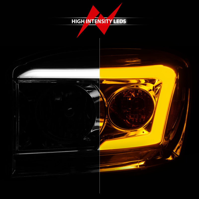 ANZO 06-09 Dodge RAM 1500/2500/3500 Headlights Chrome Housing/Clear Lens (w/Switchback Light Bars)