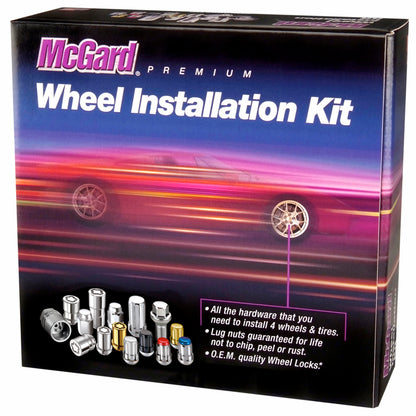 McGard 5 Lug Hex Install Kit w/Locks (Cone Seat Nut / Bulge) 1/2-20 / 3/4 Hex / 1.45in. L - Black