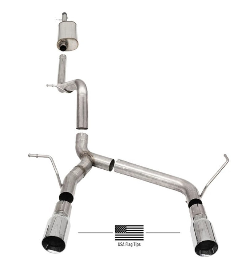 Corsa 2007-2018 Jeep Wrangler JKU 3.6L/3.8L 2.75in Sport Cat-Back Exhaust w/ 4in American Flag Tips