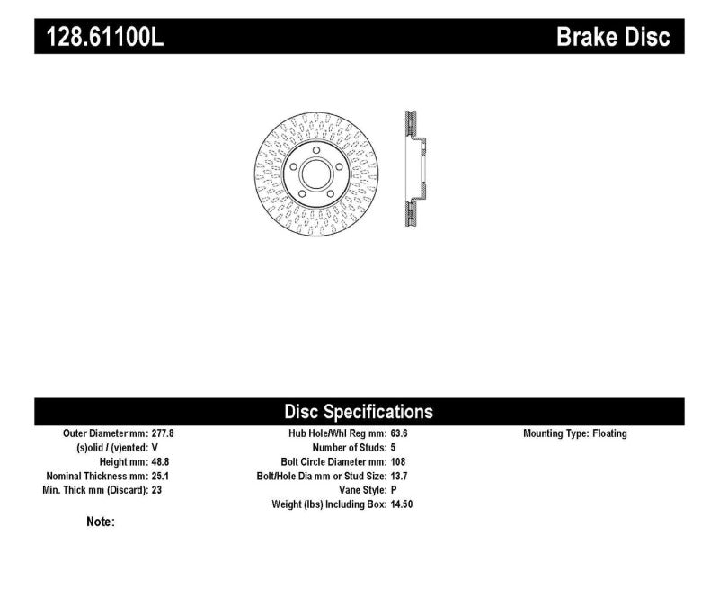 StopTech Drilled Sport Brake Rotor