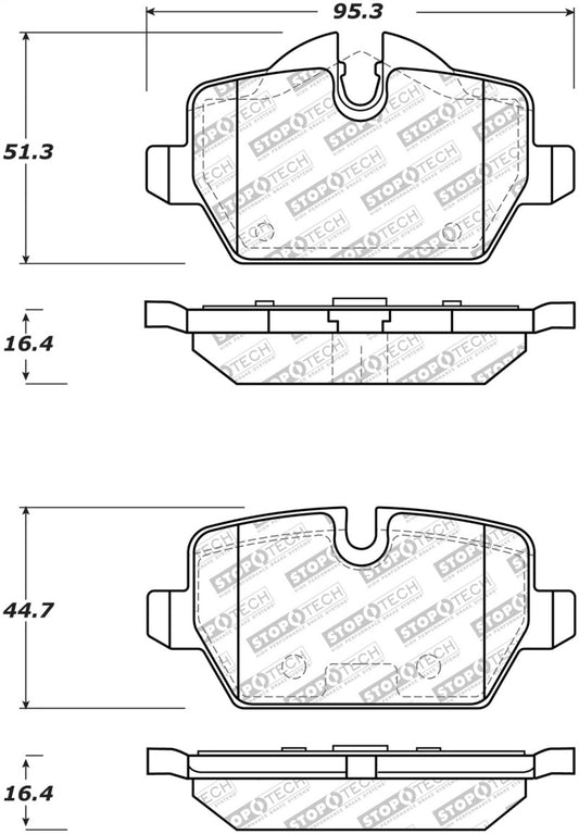 StopTech Street Select Brake Pads w/Hardware - Rear 11-16 Mini Cooper Countryman