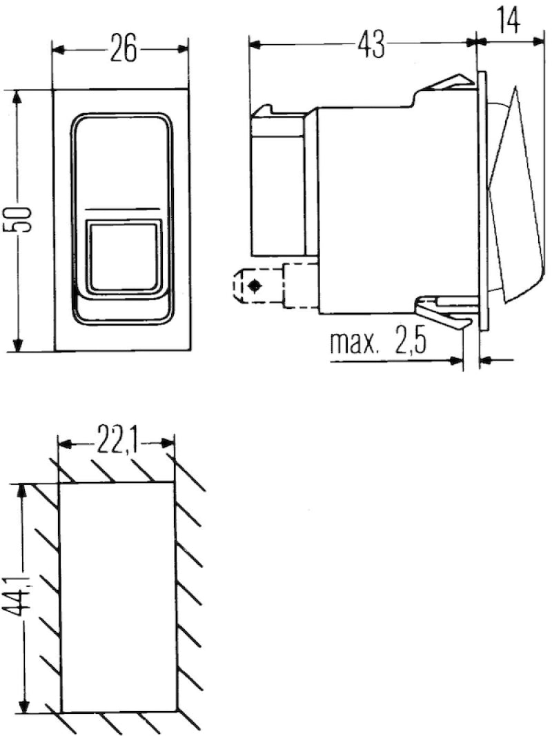 Hella Switch Rocker Spst W/ Loc Light