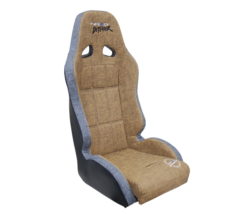 NRG Defender Seat/ Water Resistant Steel Frame Suspension - Brown w/ Gray Trim w/ Defender Logo