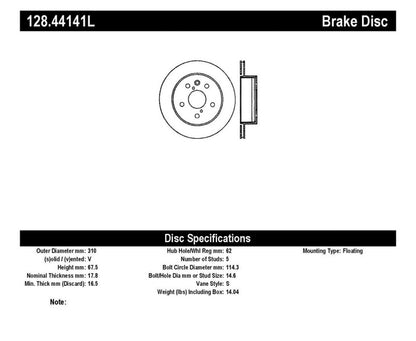 StopTech 06-09 Lexus IS350 / 07-11 GS350 2WD Drilled Left Rear Rotor