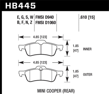 Hawk 02-06 Mini Cooper / Cooper S DTC-30 Rear Brake Pads