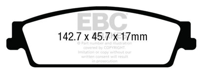 EBC 15+ Cadillac Escalade 6.2 2WD Ultimax2 Rear Brake Pads