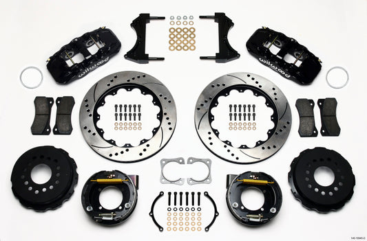 Wilwood AERO4 Rear P-Brake Kit 14.00in Drilled Chevy 12 Bolt-Spec 3.15in Brng