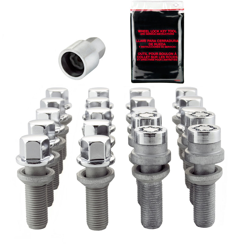 McGard 5 Lug Hex Install Kit w/Locks (Radius Seat Bolt) M14X1.5 / 17mm Hex / 35.4mm Shank L - Chrome