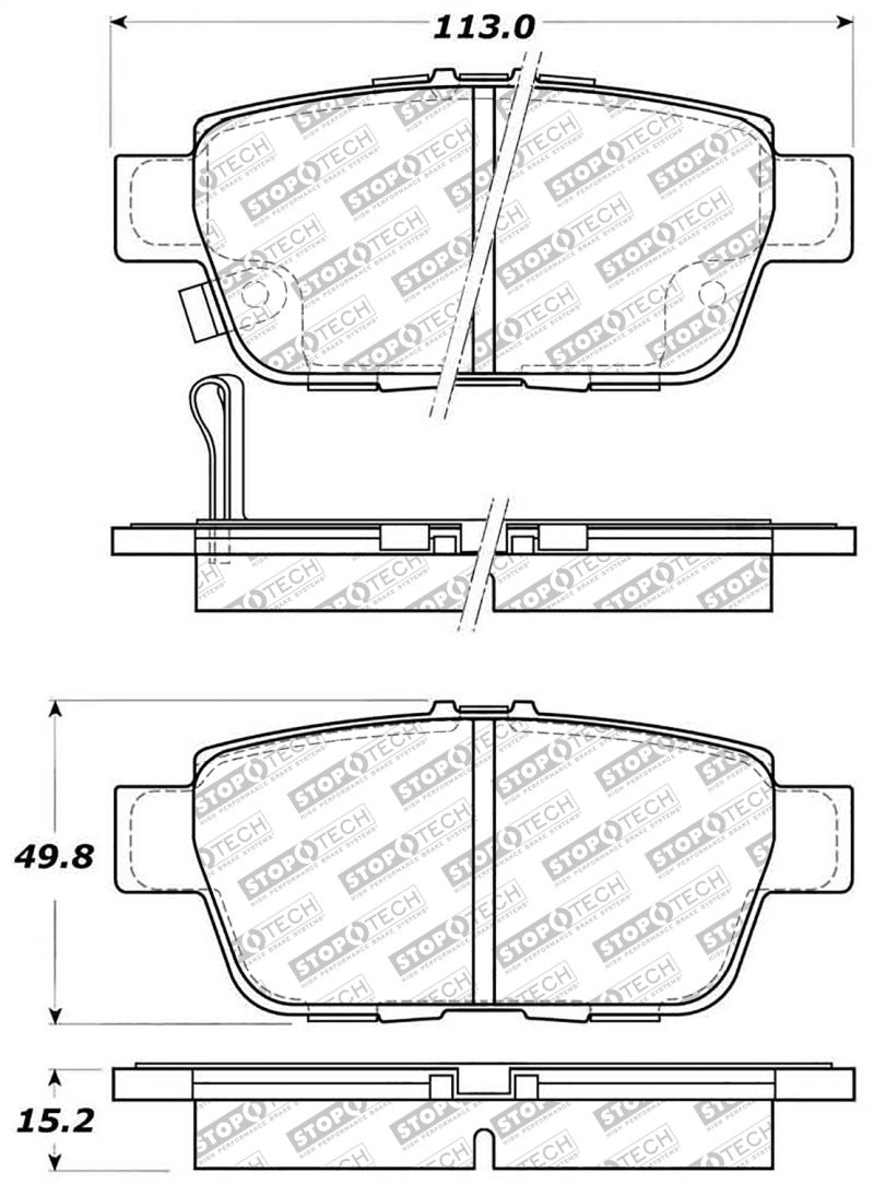 StopTech 06-14 Honda Ridgeline Street Select Rear Brake Pads