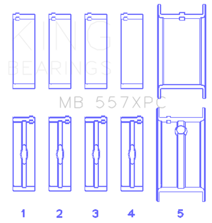 King Engine Bearings GM 262/267/302/307/327/350 (Size .020) Coated Performance Main Bearing Set