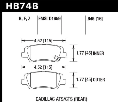 Hawk Cadillac 13-16 ATS / 14-15 CTS HPS Rear Brake Pads