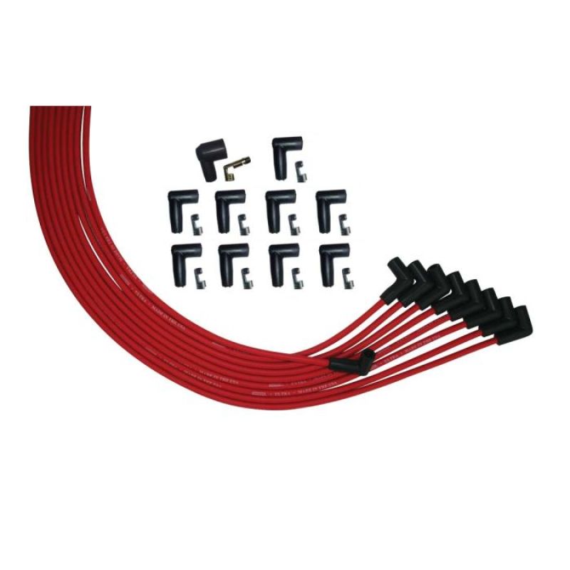 Moroso V8 Universal 90 Deg Plug HEI Distributor Ultra Spark Plug Wire Set - Red