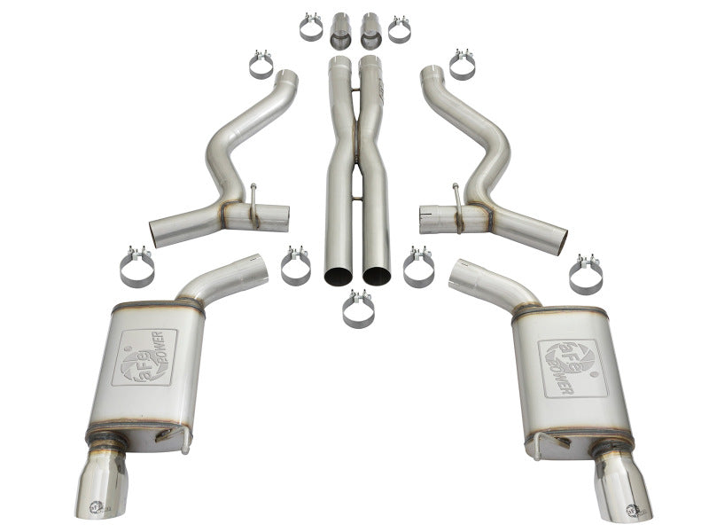 aFe MACHForce XP 3in 304 SS Cat-Back Exhausts w/ Polished Tips 15-17 Ford Mustang GT V8-5.0L/V6-3.7L