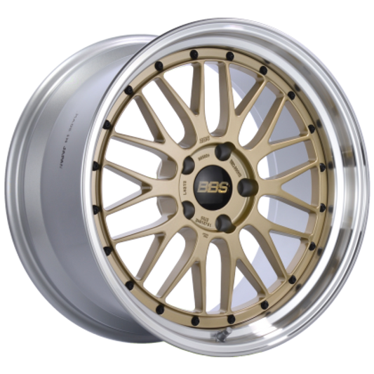 BBS LM 20x9 5x114.3 ET28 PFS Gold Center Diamond Cut Lip Wheel - 82mm PFS Required