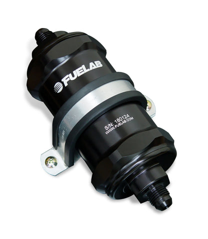 Fuelab 818 In-Line Fuel Filter Standard -8AN In/Out 6 Micron Fiberglass - Black