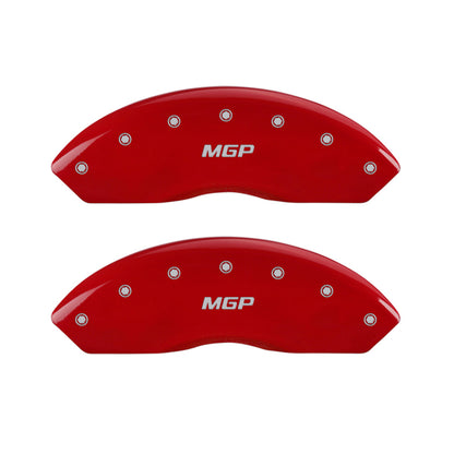 MGP 4 Caliper Covers Engraved Front & Rear MGP Red Finish Silver Char 2018 Subaru Impreza