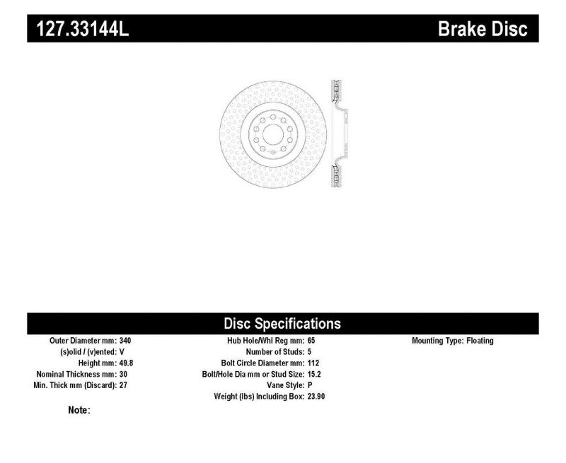 StopTech Slotted & Drilled Sport Brake Rotor