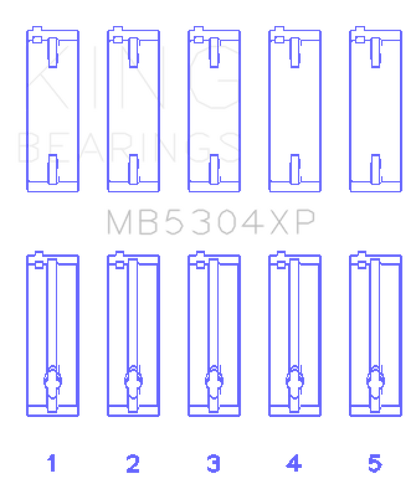 King Engine Bearings Mazda B6/B6-T/ZM/B3/B5 Main Bearing Set - Size +0.25mm