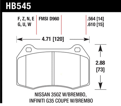 Hawk 03-07 G35/350z/03-06 Sentra Spec V w/ Brembo HPS Street Front Brake Pads