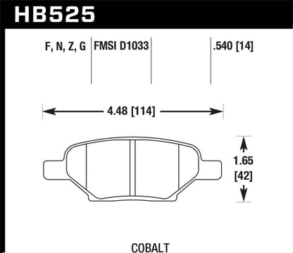 Hawk Chevy Cobalt D1033 Ceramic Street Rear Brake Pads