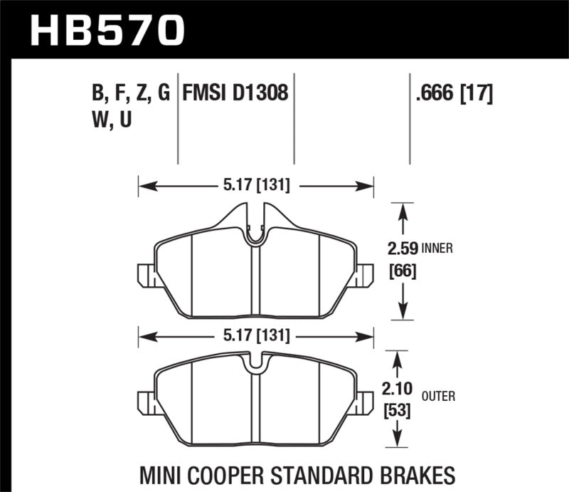 Hawk 07-15 Mini Cooper / 08-14 Mini Cooper Clubman HPS 5.0 Street Front Brake Pads