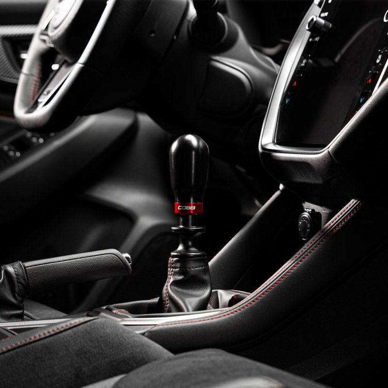 Cobb Subaru 6-Speed Tall Weighted COBB Shift Knob - Black (Incl. Both Red + Blk Collars)