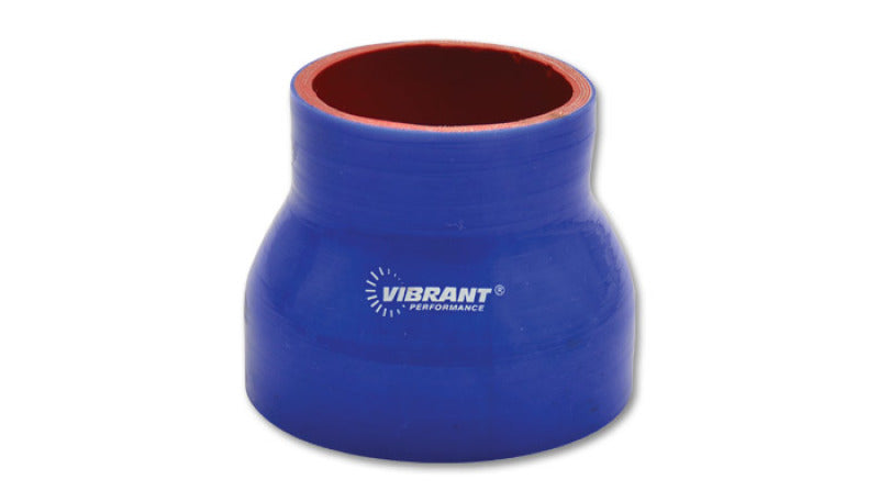 Vibrant 2.75in I.D. x 3.25in I.D. x 3in Long Gloss Blue Silicone Transition Hose