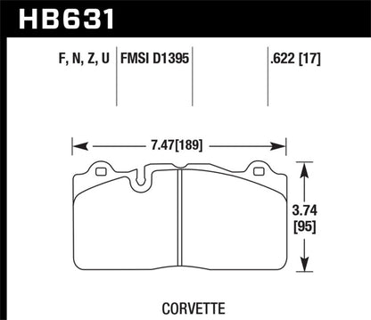 Hawk 09-11 Corvette Z06/09-13 0ZR-1 (w/Carbon Ceramic Brakes & Iron Rotors) Front HPS 5.0 Brake Pads