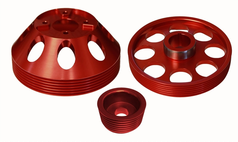 Torque Solution Lightweight WP/Crank/Alt Pulley Combo (Red): Hyundai Genesis Coupe 3.8 2010+