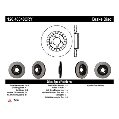 Stoptech 00-09 Honda S2000 Front CRYO-STOP Rotor